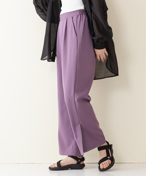 INNOCENT BLUE（イノセントブルー）の「【innocent blue/イノセントブルー】サイドスリットスラックスパンツ　ワイドパンツ 　サイドベントパンツ（その他パンツ・レディース・ブラック/ブラウン/ブルー/パープル/ライトグリーン/ライトグレー・MEDIUM）」の6枚目の写真
