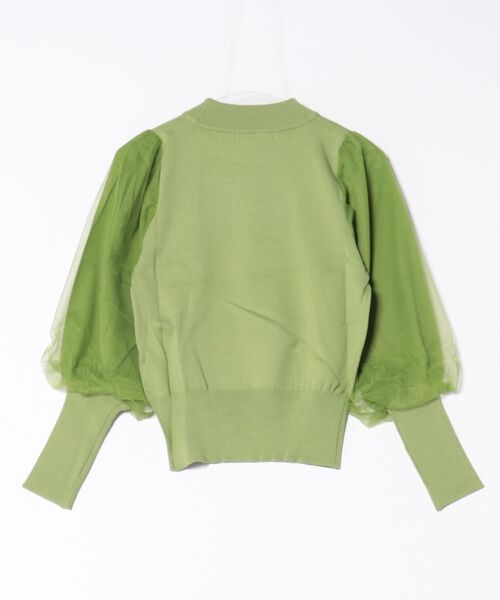 KOBE LETTUCE（コウベレタス）の「ボリュームチュールスリーブニットトップス（ニット/セーター・レディース・ネイビー/オフホワイト/グリーン系その他・FREE）」の5枚目の写真