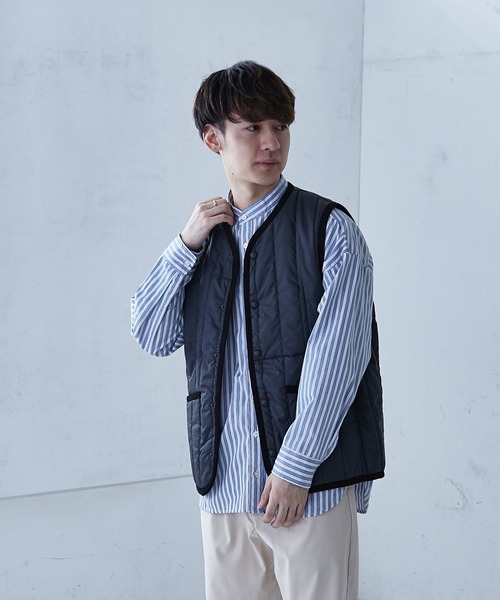 LAVENHAM（ラベンハム）の「【LAVENHAM/ラベンハム】 LAVENSTER COLLARLESS GILET（ダウンベスト・メンズ・オリーブ/ブラック・40/38）」の6枚目の写真