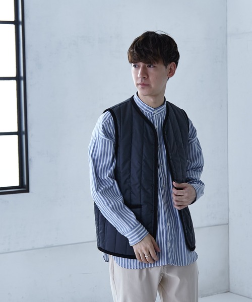 LAVENHAM（ラベンハム）の「【LAVENHAM/ラベンハム】 LAVENSTER COLLARLESS GILET（ダウンベスト・メンズ・オリーブ/ブラック・40/38）」の3枚目の写真