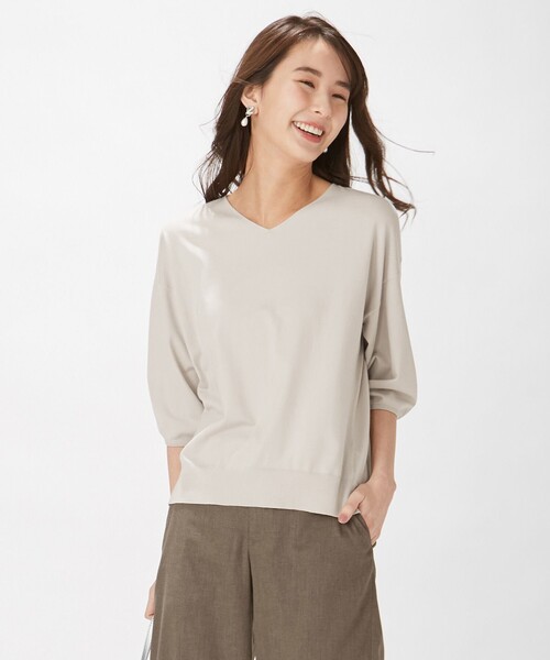 J.PRESS Ladies（J.プレス レディス）の「【洗える】PRINCESS Vネック ニット（ニット/セーター・レディース・ベージュ系/ピンク系/サックスブルー系/ネイビー系・SMALL）」の2枚目の写真