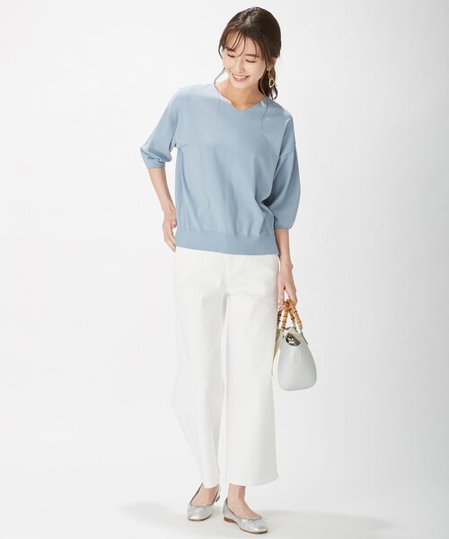J.PRESS Ladies（J.プレス レディス）の「【洗える】PRINCESS Vネック ニット（ニット/セーター・レディース・ベージュ系/ピンク系/サックスブルー系/ネイビー系・SMALL）」の7枚目の写真