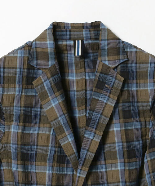 Bagutta（バグッタ）の「BAGUTTA / RICK コットンリネン マドラスチェック ジャケット（その他アウター・メンズ・ダークブラウン・48）」の3枚目の写真