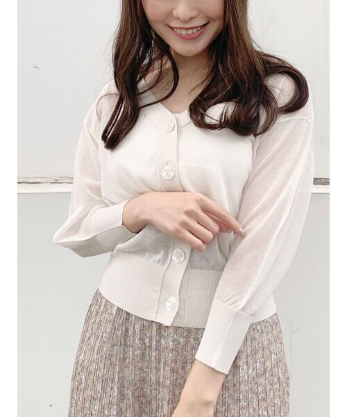 MERCURYDUO(マーキュリーデュオ)の「コンパクトシアーカーディガン(カーディガン/ボレロ・レディース・ベージュ/ブラウン/オフホワイト/ライム・FREE)」の9枚目の写真
