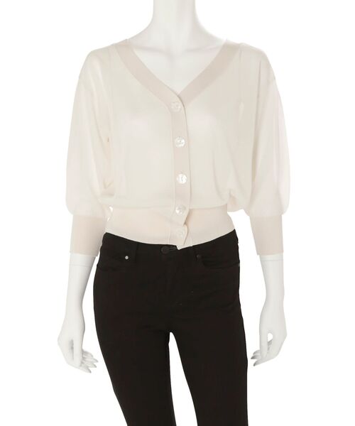 MERCURYDUO(マーキュリーデュオ)の「コンパクトシアーカーディガン(カーディガン/ボレロ・レディース・ベージュ/ブラウン/オフホワイト/ライム・FREE)」の7枚目の写真