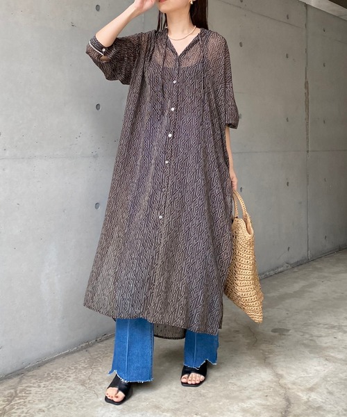 CAPRICIEUX LE'MAGE（カプリシューレマージュ）の「2WAYシアーキカワンピース（ワンピース・レディース・ブラック/ベージュ・FREE）」の6枚目の写真