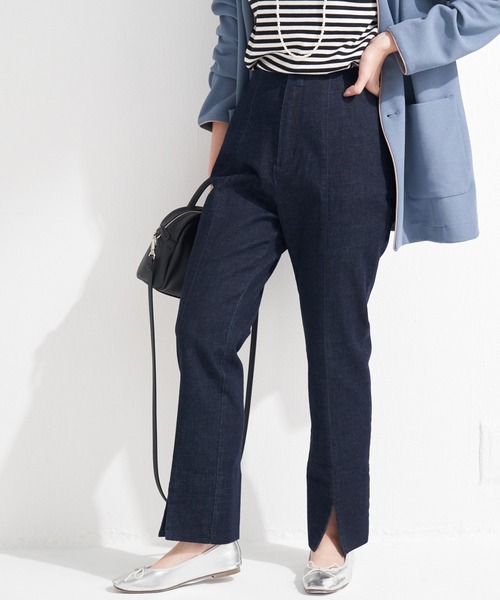 LAVEANGE（ラビアンジェ）の「10.5OZ デニムスリットパンツ（デニムパンツ・レディース・ブラック/ネイビー/ブルー・LL/3L/4L/M/L）」の20枚目の写真