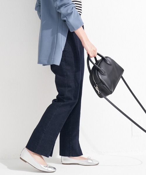 LAVEANGE（ラビアンジェ）の「10.5OZ デニムスリットパンツ（デニムパンツ・レディース・ブラック/ネイビー/ブルー・LL/3L/4L/M/L）」の14枚目の写真