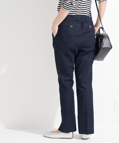 LAVEANGE（ラビアンジェ）の「10.5OZ デニムスリットパンツ（デニムパンツ・レディース・ブラック/ネイビー/ブルー・LL/3L/4L/M/L）」の15枚目の写真