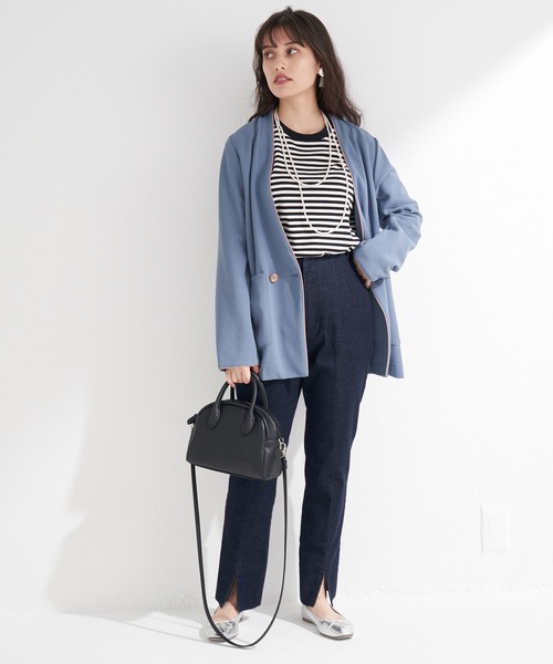 LAVEANGE（ラビアンジェ）の「10.5OZ デニムスリットパンツ（デニムパンツ・レディース・ブラック/ネイビー/ブルー・LL/3L/4L/M/L）」の21枚目の写真