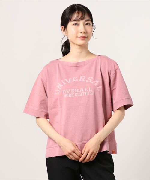 UNIVERSAL OVERALL(ユニバーサルオーバーオール)の「UNIVERSAL OVERALL BOAT NECK LOGO TEE (ユニバーサルオーバーオール ボートネックロゴTシャツ)(3colors)(U2112218)(Tシャツ/カットソー・レディース・ベージュ/ピンク/チャコール・FREE)」の17枚目の写真