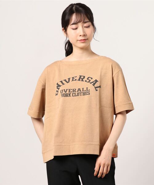 UNIVERSAL OVERALL(ユニバーサルオーバーオール)の「UNIVERSAL OVERALL BOAT NECK LOGO TEE (ユニバーサルオーバーオール ボートネックロゴTシャツ)(3colors)(U2112218)(Tシャツ/カットソー・レディース・ベージュ/ピンク/チャコール・FREE)」の18枚目の写真