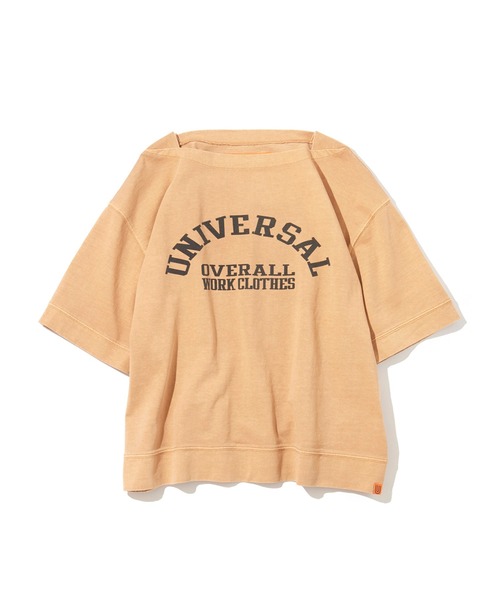 UNIVERSAL OVERALL(ユニバーサルオーバーオール)の「UNIVERSAL OVERALL BOAT NECK LOGO TEE (ユニバーサルオーバーオール ボートネックロゴTシャツ)(3colors)(U2112218)(Tシャツ/カットソー・レディース・ベージュ/ピンク/チャコール・FREE)」の13枚目の写真