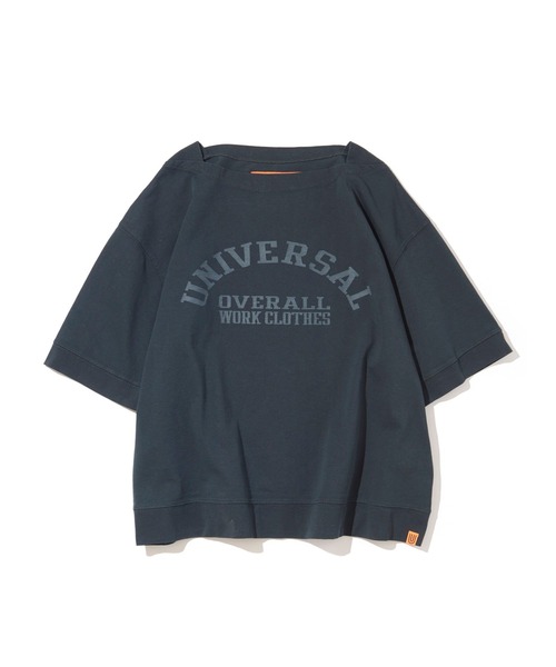 UNIVERSAL OVERALL(ユニバーサルオーバーオール)の「UNIVERSAL OVERALL BOAT NECK LOGO TEE (ユニバーサルオーバーオール ボートネックロゴTシャツ)(3colors)(U2112218)(Tシャツ/カットソー・レディース・ベージュ/ピンク/チャコール・FREE)」の7枚目の写真
