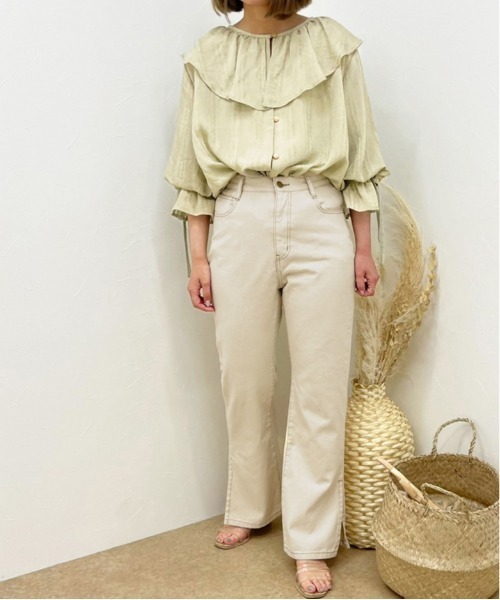 apres jour clair(アプレジュールクレア)の「【apres jour clair】スリットフレアデニム【ZOZOTOWN限定アイテム】(デニムパンツ・レディース・ライトブルー/アイボリー/ダークブルー/ピンク・SMALL/X-LARGE/MEDIUM)」の10枚目の写真