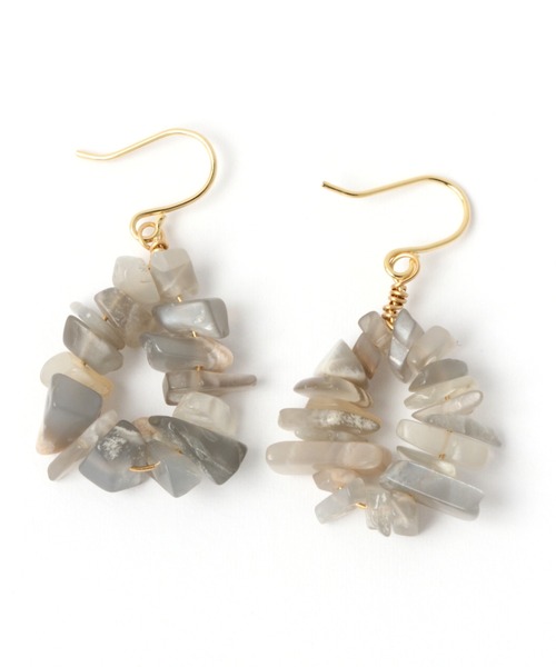 studio CLIP(スタディオクリップ)の「Aストーンサークルピアス(ピアス(両耳用)・レディース・グレー/ピンク/イエロー・FREE)」の2枚目の写真