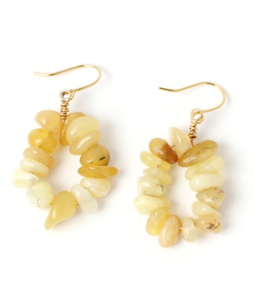 studio CLIP(スタディオクリップ)の「Aストーンサークルピアス(ピアス(両耳用)・レディース・グレー/ピンク/イエロー・FREE)」の1枚目の写真