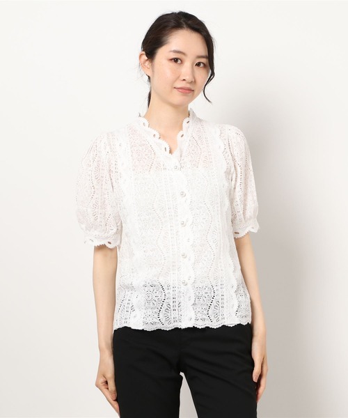 emi+（エミプラス）の「5分袖刺繍レースブラウス（シャツ/ブラウス・レディース・ホワイト/ベージュ・FREE）」の5枚目の写真