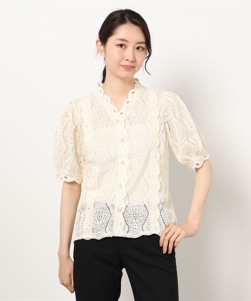 emi+（エミプラス）の「5分袖刺繍レースブラウス（シャツ/ブラウス・レディース・ホワイト/ベージュ・FREE）」の6枚目の写真