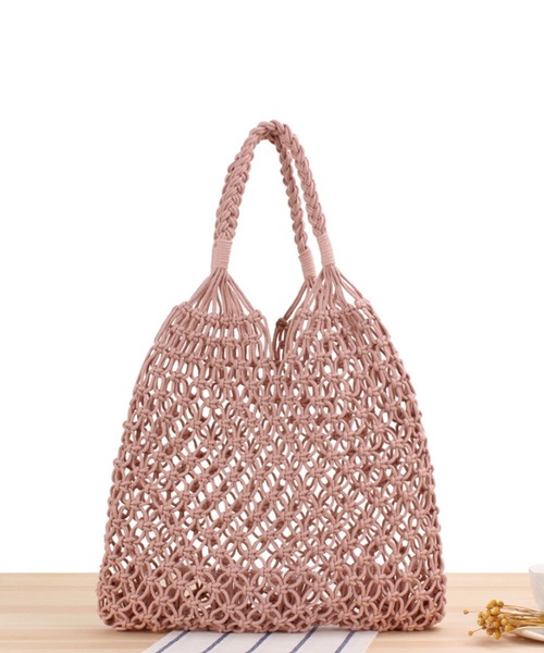 aimoha（アイモハ）の「手編みかごバッグ（かごバッグ・レディース・カーキ/ピンク/キャメル/グレー/ホワイト/ブラック・FREE）」の6枚目の写真
