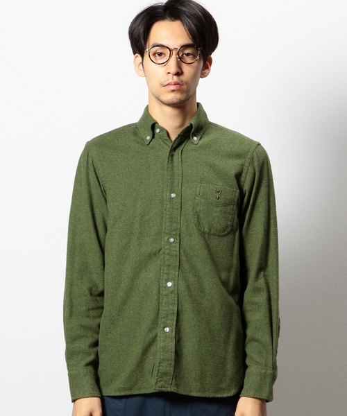 coen（コーエン）の「三つ杢ボタンダウンシャツ（シャツ/ブラウス・メンズ・オリーブ/ダークグレー・LARGE/MEDIUM/SMALL/X-LARGE）」の4枚目の写真