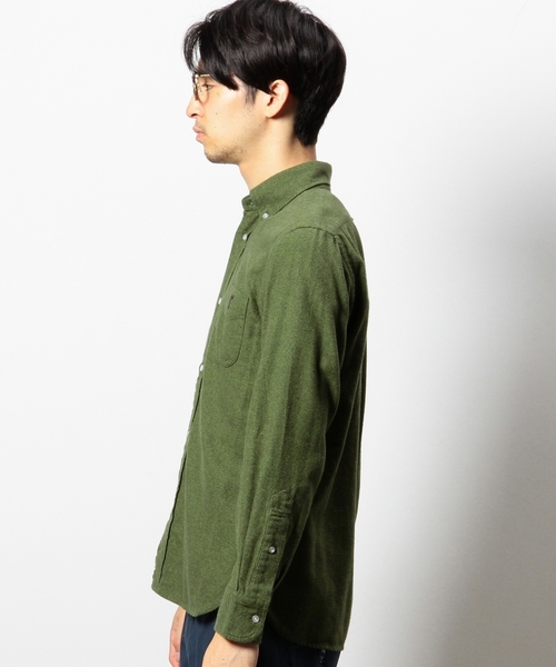 coen（コーエン）の「三つ杢ボタンダウンシャツ（シャツ/ブラウス・メンズ・オリーブ/ダークグレー・LARGE/MEDIUM/SMALL/X-LARGE）」の5枚目の写真