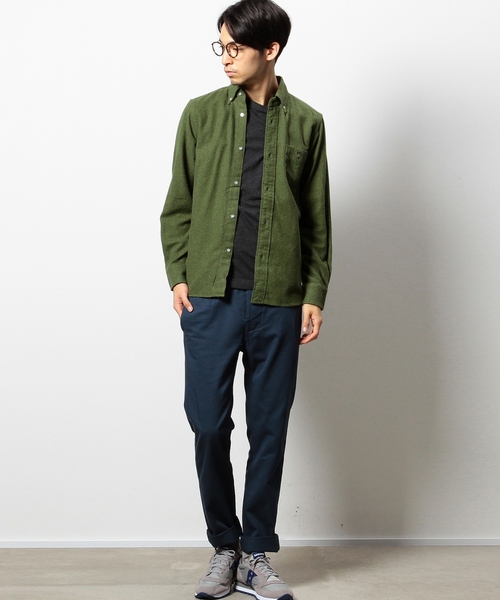 coen（コーエン）の「三つ杢ボタンダウンシャツ（シャツ/ブラウス・メンズ・オリーブ/ダークグレー・LARGE/MEDIUM/SMALL/X-LARGE）」の6枚目の写真