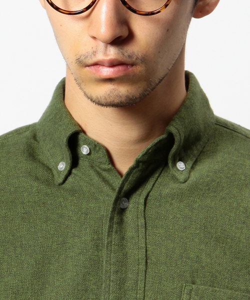 coen（コーエン）の「三つ杢ボタンダウンシャツ（シャツ/ブラウス・メンズ・オリーブ/ダークグレー・LARGE/MEDIUM/SMALL/X-LARGE）」の7枚目の写真