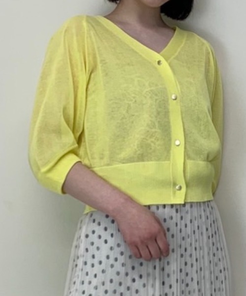 Luxe brille（リュクスブリエ）の「シアーカーディガン（カーディガン/ボレロ・レディース・グレー/グリーン/オフホワイト/ブラック/ベージュ/イエロー/モカ/イエロー系その他/ラベンダー・FREE）」の9枚目の写真