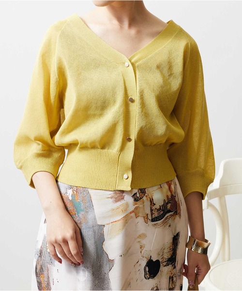 Luxe brille（リュクスブリエ）の「シアーカーディガン（カーディガン/ボレロ・レディース・グレー/グリーン/オフホワイト/ブラック/ベージュ/イエロー/モカ/イエロー系その他/ラベンダー・FREE）」の8枚目の写真