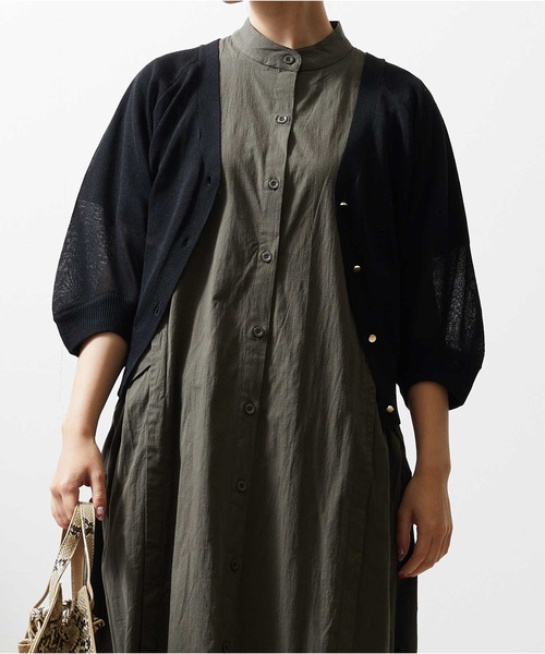 Luxe brille（リュクスブリエ）の「シアーカーディガン（カーディガン/ボレロ・レディース・グレー/グリーン/オフホワイト/ブラック/ベージュ/イエロー/モカ/イエロー系その他/ラベンダー・FREE）」の3枚目の写真