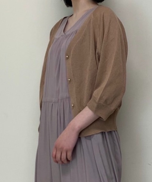 Luxe brille（リュクスブリエ）の「シアーカーディガン（カーディガン/ボレロ・レディース・グレー/グリーン/オフホワイト/ブラック/ベージュ/イエロー/モカ/イエロー系その他/ラベンダー・FREE）」の4枚目の写真