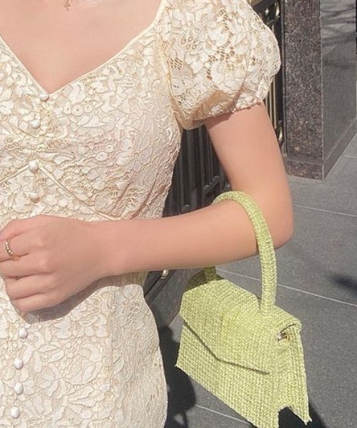 EIMY ISTOIRE（エイミーイストワール）の「eimy tweed mini bag（ハンドバッグ・レディース・オレンジ/ブルー/アイボリー/グリーン系その他2・FREE）」の3枚目の写真