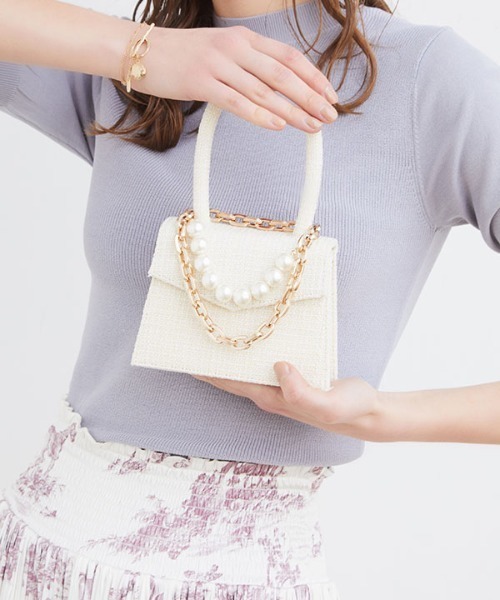 EIMY ISTOIRE（エイミーイストワール）の「eimy tweed mini bag（ハンドバッグ・レディース・オレンジ/ブルー/アイボリー/グリーン系その他2・FREE）」の20枚目の写真