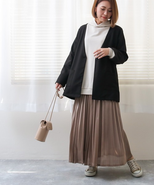 Social GIRL（ソーシャルガール）の「Vネックノーカラージャケット（ノーカラージャケット・レディース・ブラック/モカ・M/L）」の5枚目の写真