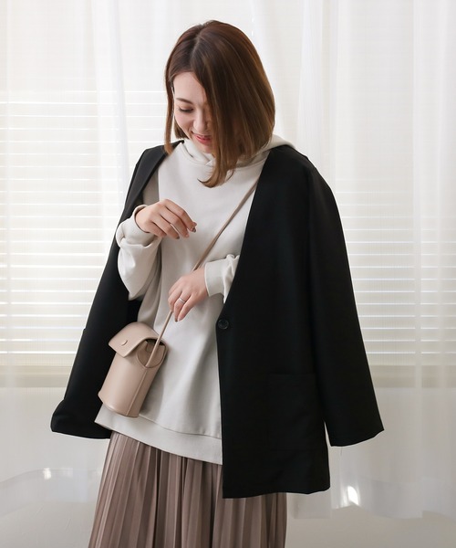 Social GIRL（ソーシャルガール）の「Vネックノーカラージャケット（ノーカラージャケット・レディース・ブラック/モカ・M/L）」の14枚目の写真