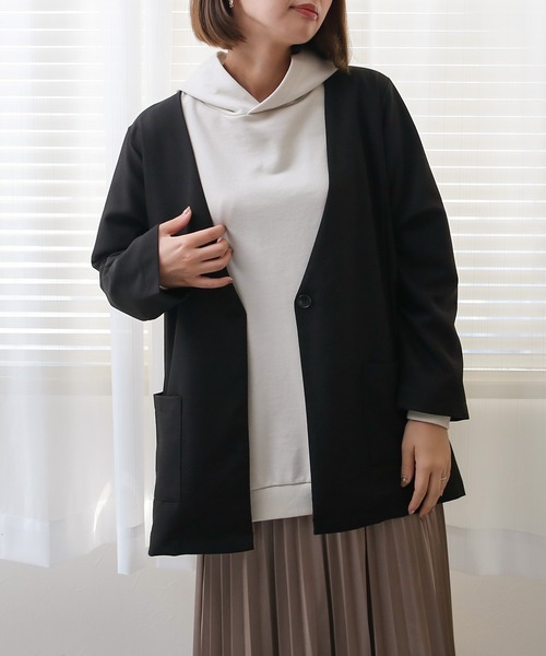 Social GIRL（ソーシャルガール）の「Vネックノーカラージャケット（ノーカラージャケット・レディース・ブラック/モカ・M/L）」の22枚目の写真