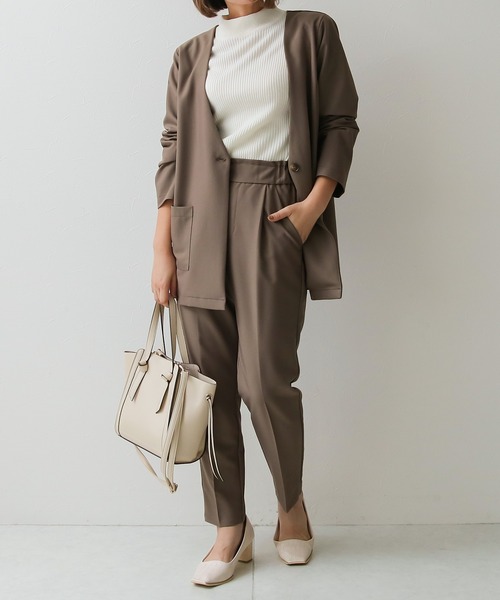 Social GIRL（ソーシャルガール）の「Vネックノーカラージャケット（ノーカラージャケット・レディース・ブラック/モカ・M/L）」の3枚目の写真