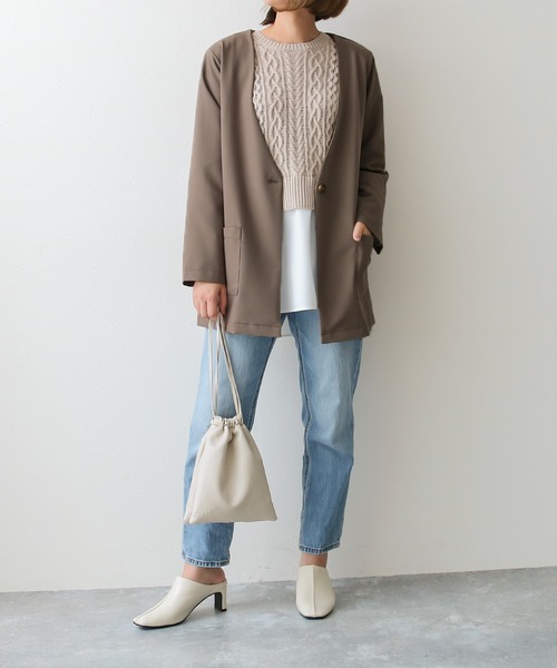 Social GIRL（ソーシャルガール）の「Vネックノーカラージャケット（ノーカラージャケット・レディース・ブラック/モカ・M/L）」の20枚目の写真