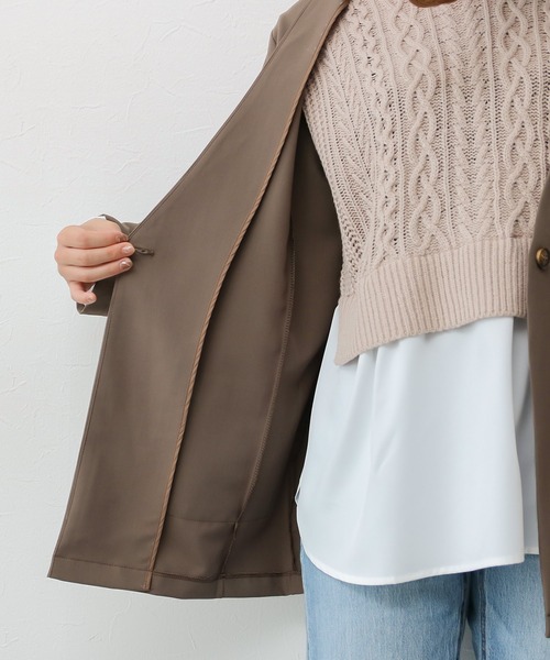 Social GIRL（ソーシャルガール）の「Vネックノーカラージャケット（ノーカラージャケット・レディース・ブラック/モカ・M/L）」の21枚目の写真