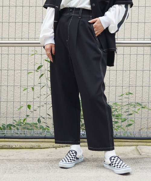 179/WG（イチナナキュウダブルジー）の「配色ステッチイージーサルエルパンツ（その他パンツ・レディース・ブラック/グレー/ベージュ・MEDIUM）」の2枚目の写真