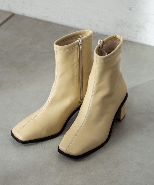 mystic(ミスティック)の「スクエアショートブーツ(ブーツ・レディース・アイボリー/ブラック/ベージュ・37/38/36)」の14枚目の写真