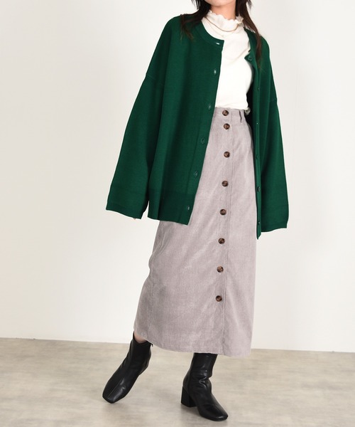 w closet（ダブルクローゼット）の「前開きコーデュロイスカート（スカート・レディース・グレー/サックスブルー/スミクロ/アイボリー・マルチサイズ）」の7枚目の写真