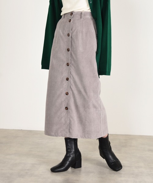 w closet（ダブルクローゼット）の「前開きコーデュロイスカート（スカート・レディース・グレー/サックスブルー/スミクロ/アイボリー・マルチサイズ）」の13枚目の写真