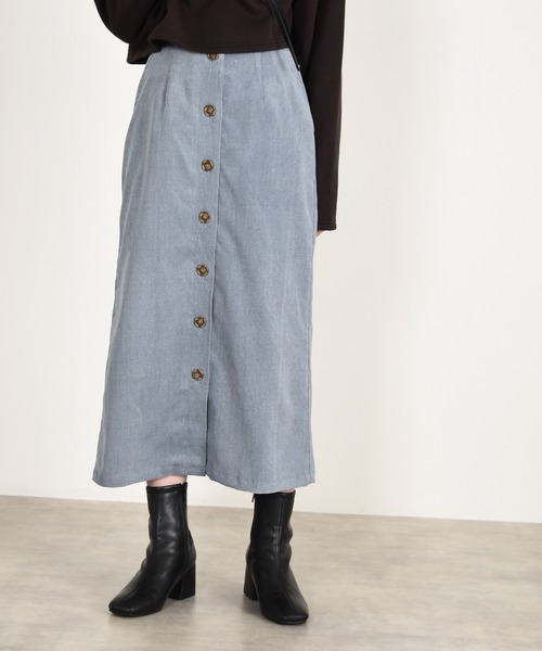 w closet（ダブルクローゼット）の「前開きコーデュロイスカート（スカート・レディース・グレー/サックスブルー/スミクロ/アイボリー・マルチサイズ）」の9枚目の写真