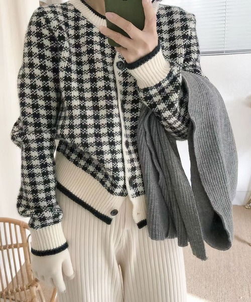 me+em select（ミームセレクト）の「ギンガムチェックジャガードニット