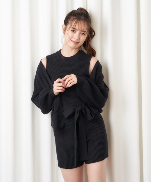 MIIA（ミーア）の「オールインワン×カーデセット（つなぎ/オールインワン・レディース・ブラック/オフホワイト/ピンク/ブルー・FREE）」の15枚目の写真