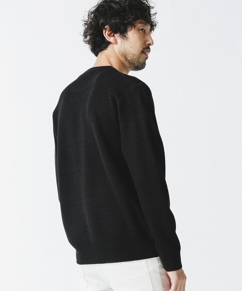 NANO universe(ナノユニバース)の「《WEB限定》シルケット鹿の子編みクルーネックニット(ニット/セーター・メンズ・ワインレッド/ブラウン/ブラック/グリーン・M/L/S/XL)」の5枚目の写真