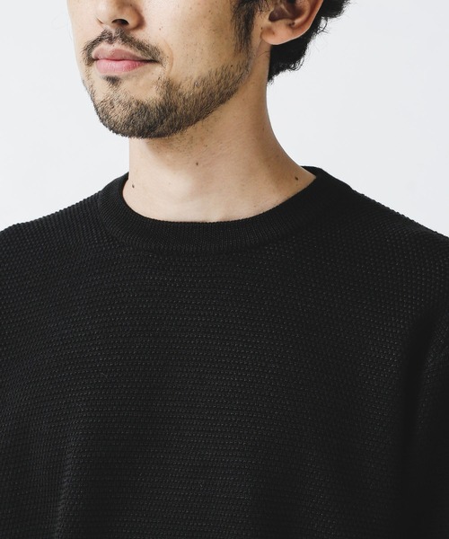 NANO universe(ナノユニバース)の「《WEB限定》シルケット鹿の子編みクルーネックニット(ニット/セーター・メンズ・ワインレッド/ブラウン/ブラック/グリーン・M/L/S/XL)」の6枚目の写真