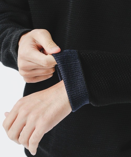 NANO universe(ナノユニバース)の「《WEB限定》シルケット鹿の子編みクルーネックニット(ニット/セーター・メンズ・ワインレッド/ブラウン/ブラック/グリーン・M/L/S/XL)」の8枚目の写真